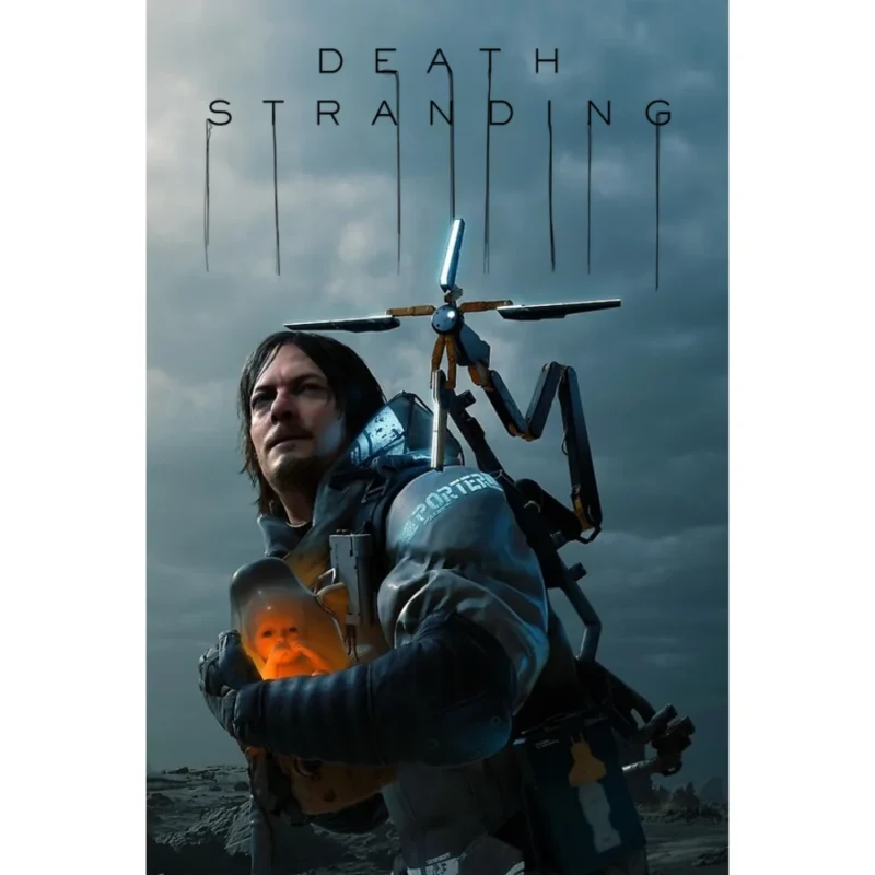 Death Stranding – okładka gry akcji osadzonej w postapokaliptycznym świecie z motywem podróży
