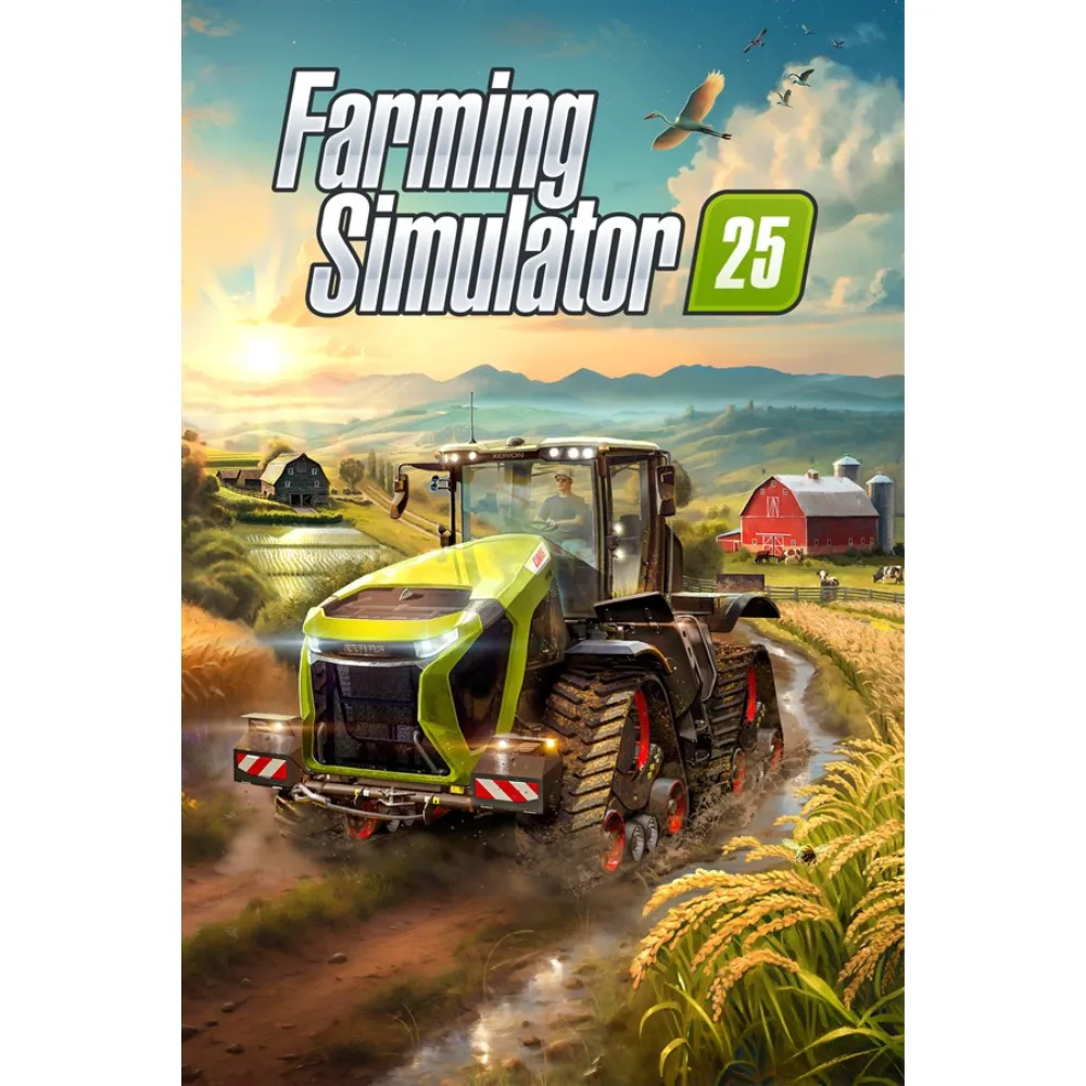Farming Simulator 25 – okładka realistycznej gry symulacyjnej o prowadzeniu gospodarstwa rolnego